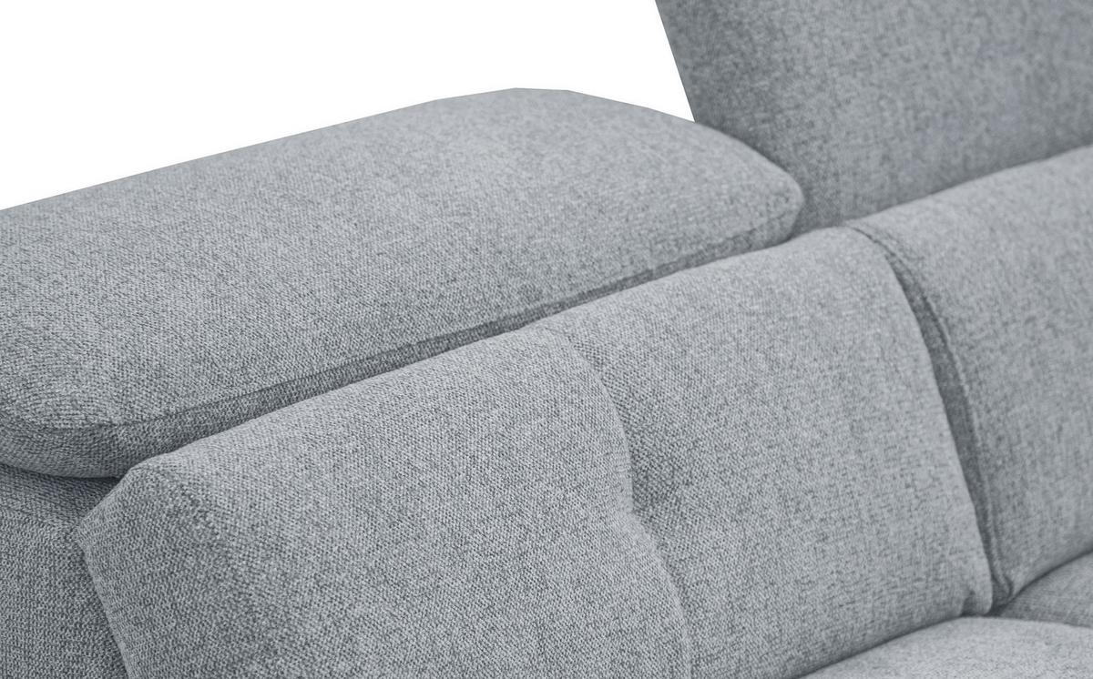 SOFA AVENA 3-Sitzer mit 1 Relaxfunktion, silberfarben - Silberfarben, Holzwerkstoff/Textil (204/80/108cm) - Wozimo