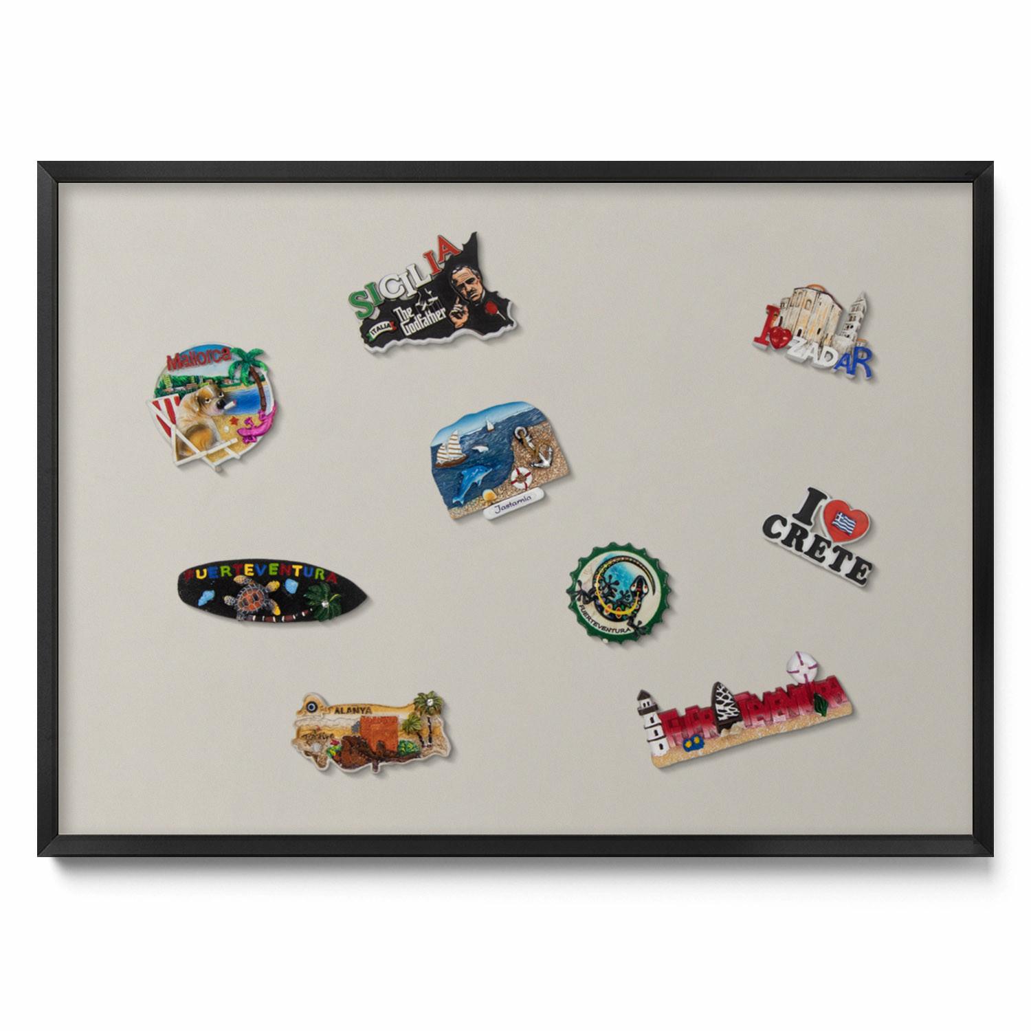 MAGNETTAFEL 70x50 cm Schwarzer Rahmen Cremefarben - Champagner, Metall (70/50/0.4cm) - TULUP
