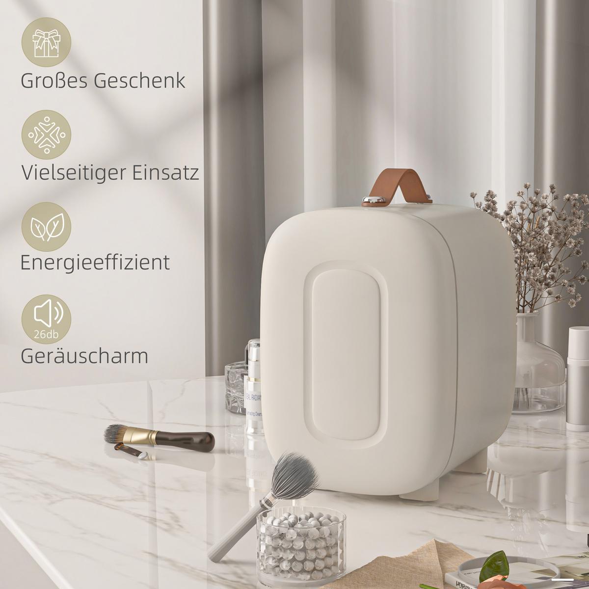 MINI-KÜHLSCHRANK ABS Aluminium Cremeweiß - Creme, Kunststoff (26.3/28/20.3cm) - HOMCOM