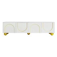 TV-LOWBOARD Weiß & Gold 170 cm mit Push-to-Open & Bogendesign - Weiß, Holzwerkstoff (170/44/38cm) - Urban Meuble