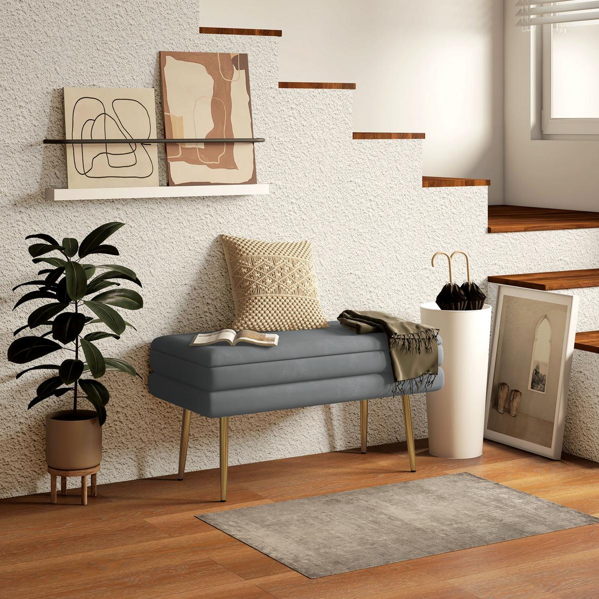 TRUHENBANK Grau - Dunkelgrau, Kunststoff (37.5/43/79.5cm) - HOMCOM