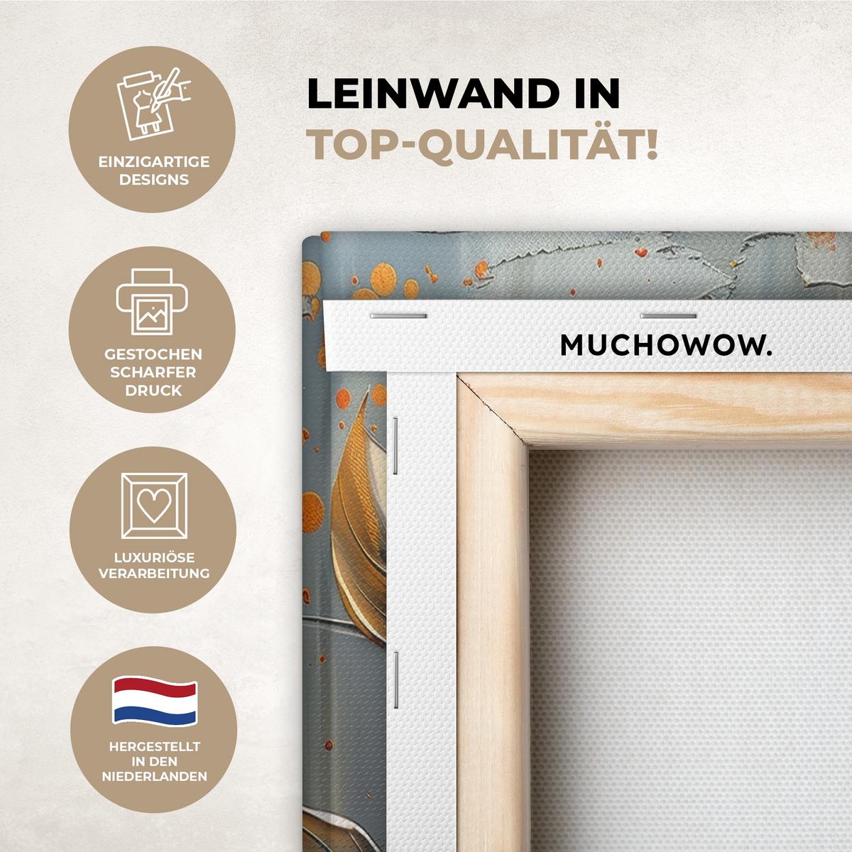 LEINWANDBILD 2er Set Blume - Gold - Abstrakt - Farbe 160x120 cm - Creme, Textil (160/120cm) - MuchoWow