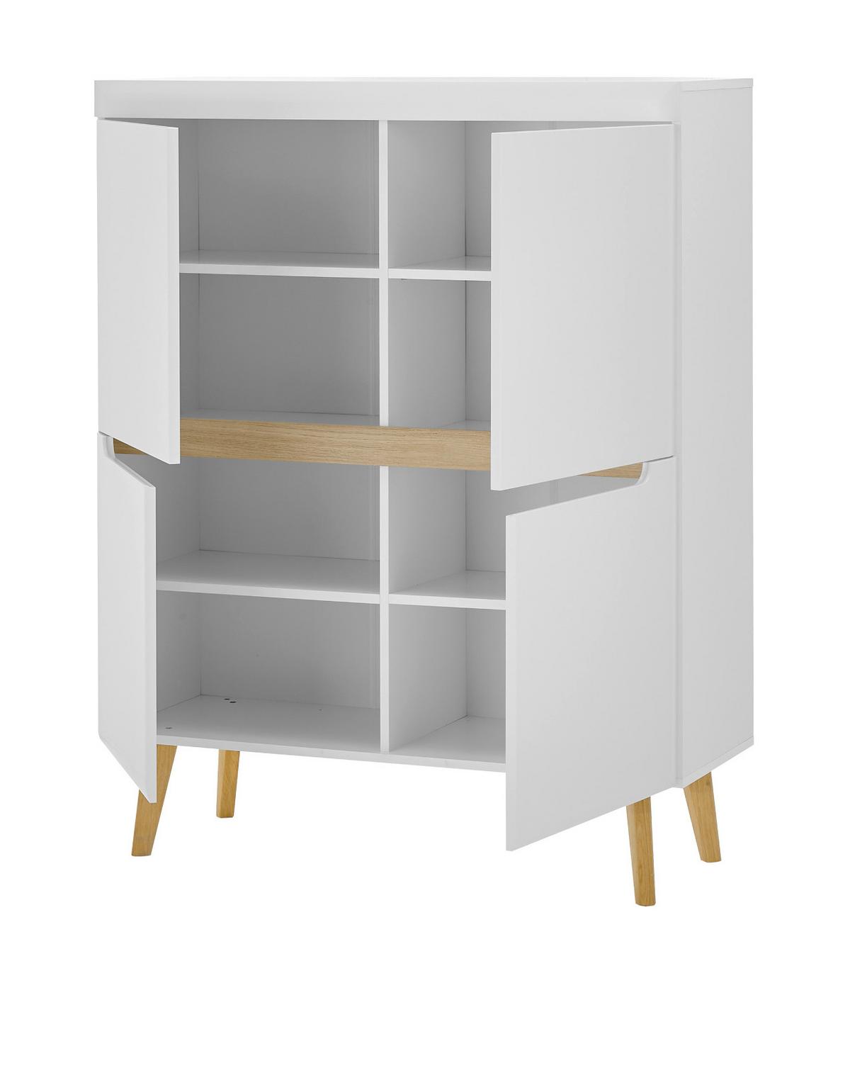 WOHNWAND 4-teilig weiß matt, Eiche, skandinavisch 361 cm, Wohnkombination mit Soft-Close - Eichefarben/Weiß, Holz/Holzwerkstoff (361/170/40cm) - Furn.Design