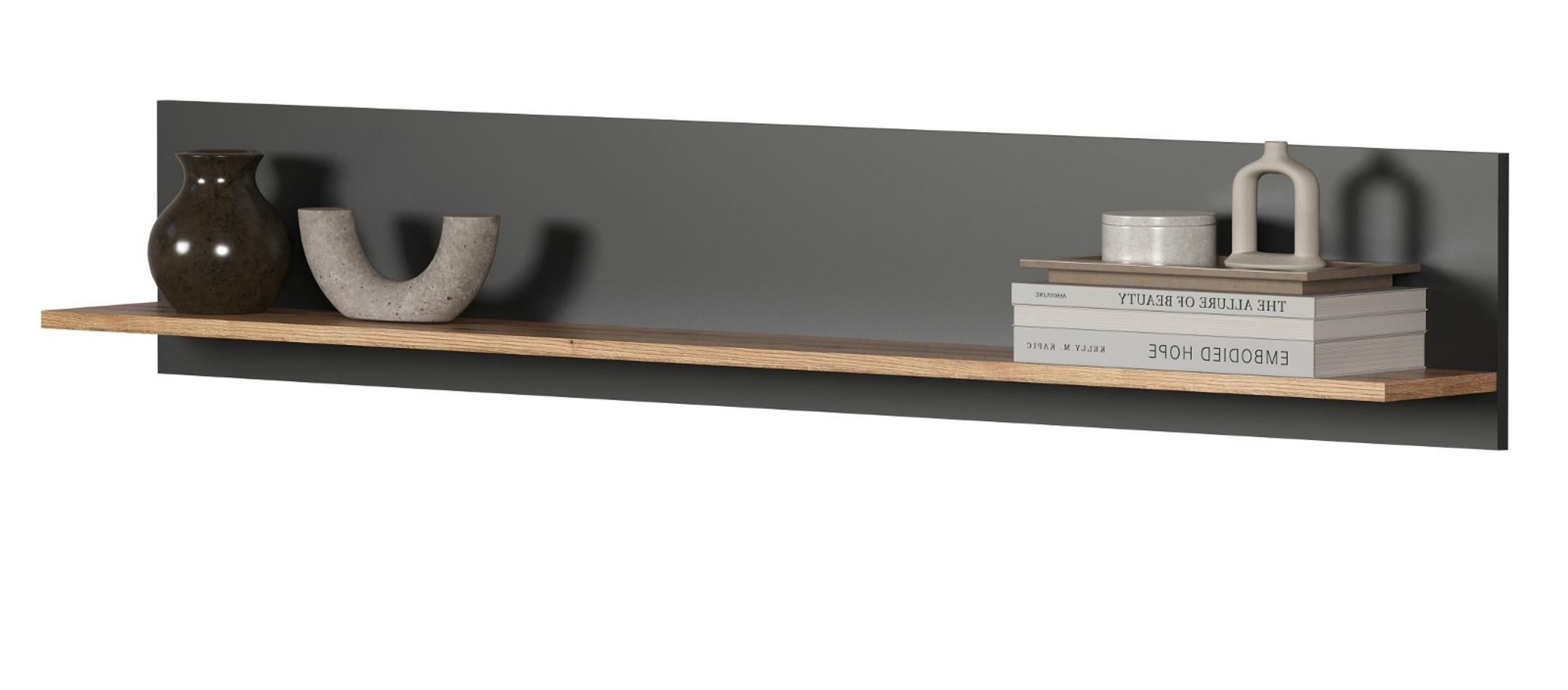 WANDBOARD grau, Evoke Eiche 150 cm, Wandregal hängend - Anthrazit/Grau, Holzwerkstoff (150/25/18cm) - Top.Furn