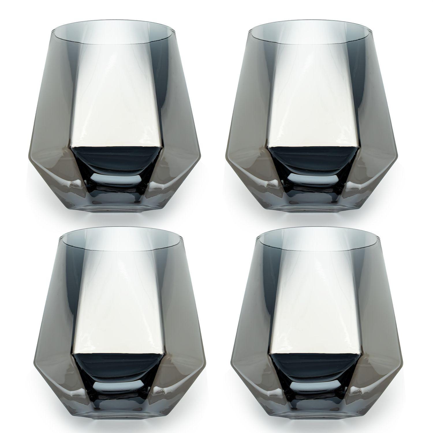 TRINKGLAS SET im Hexagon Design 240 ml (4-tlg) - Grau, Glas - Intirilife