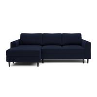 ECKSOFA Nalika Dunkelblau Velours - Schwarz/Dunkelblau, Holz/Textil (230/143cm) - Selsey