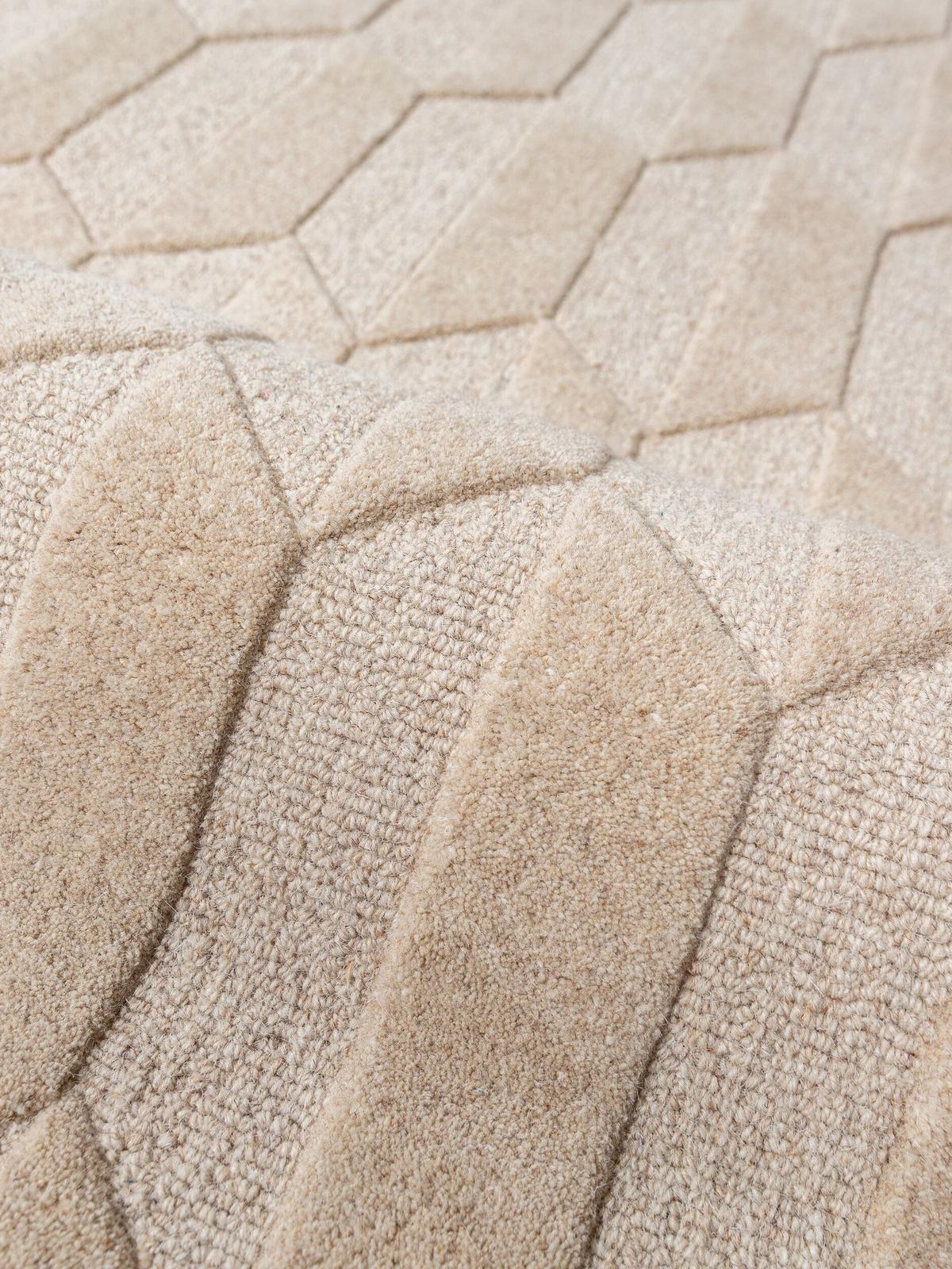 WOLLTEPPICH handgetuftet DARENT, Wabenmuster, Bordeauxrot, 200 x 290 cm - Rot, Textil (200/290cm) - KADIMA DESIGN