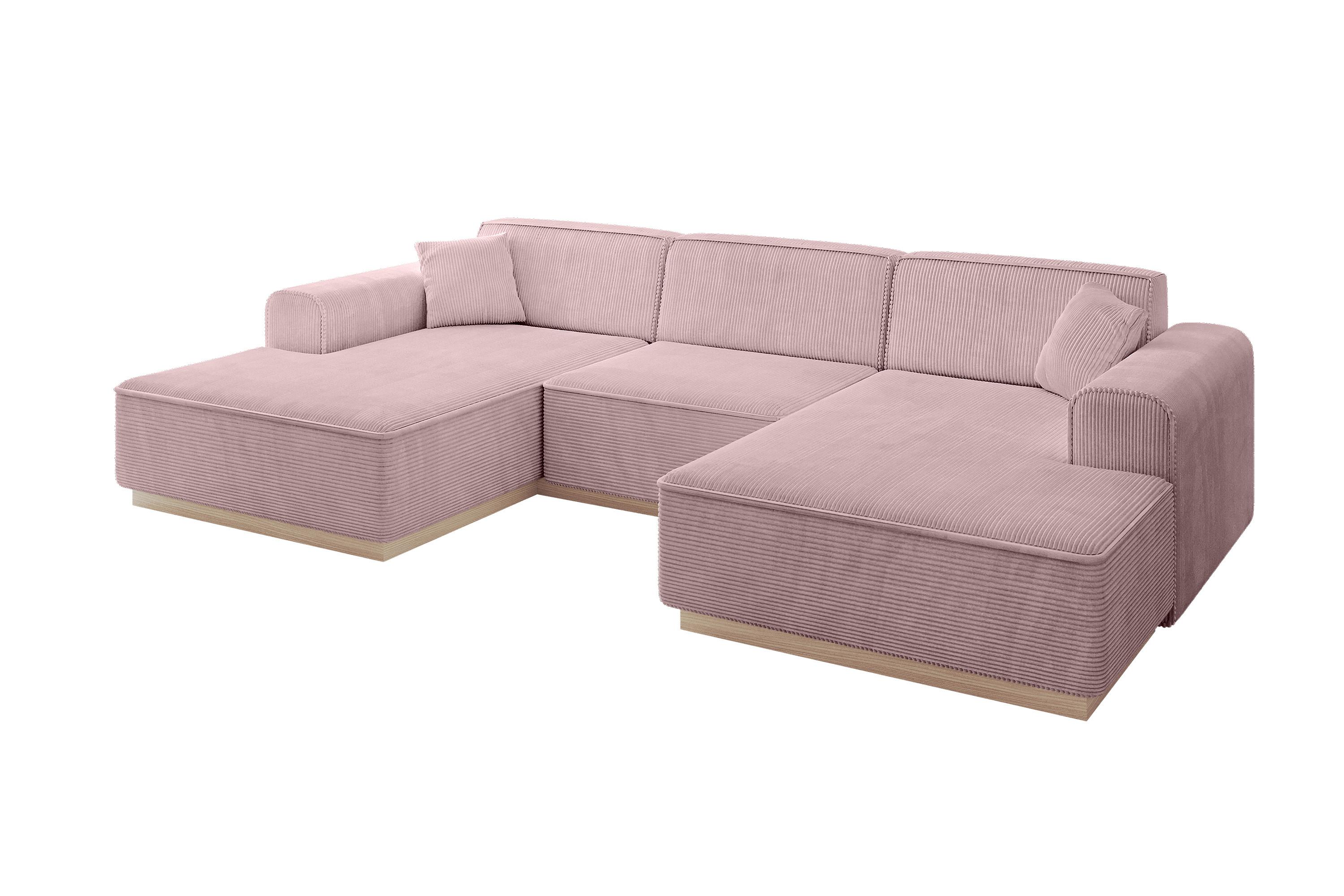 WOHNLANDSCHAFT IREA-U1 - 301x165x80 cm Rosa - Rosa, Holzwerkstoff/Textil (301/80/165cm) - ALTDECOR