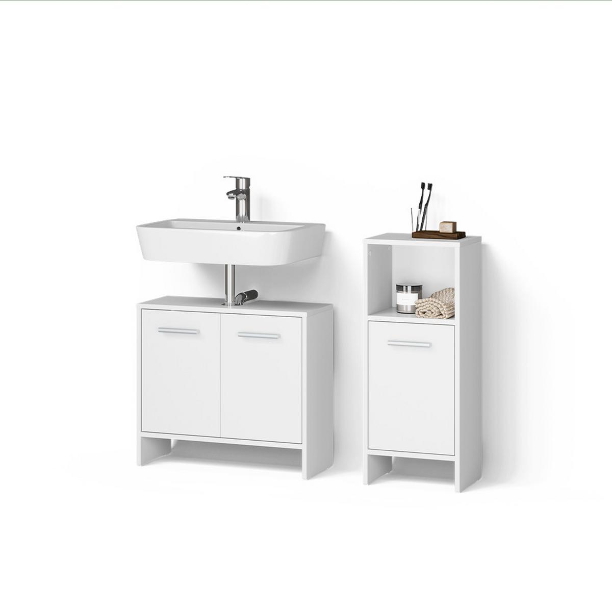 BADEZIMMERMÖBEL-SET Amalfi Weiß 2 Teile - Weiß, Holzwerkstoff (63.8/57/26.3cm) - Livinity®