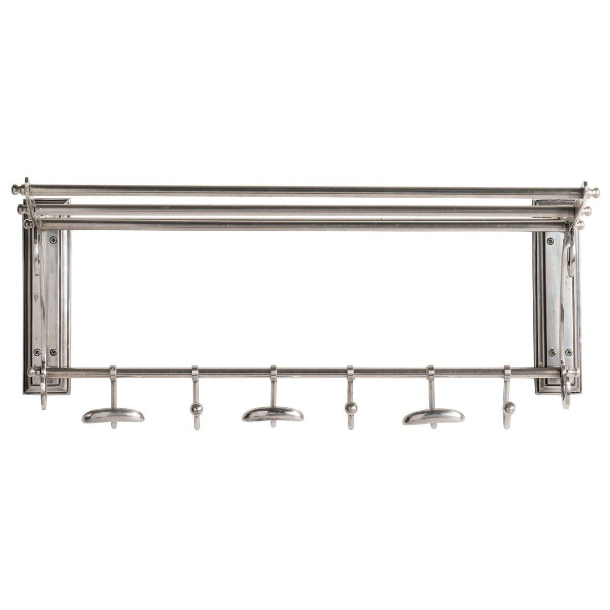 WANDGARDEROBE mit 6 Haken und Hutständer - 66/26/29 cm - Silberfarben, Metall (26/29/66cm) - Signature