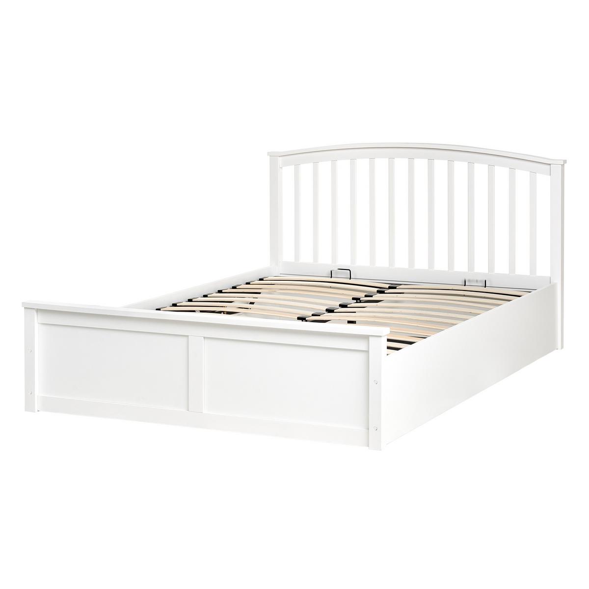 BETT mit Stauraum 140/200 cm Kiefernholz Weiß Clarbec - Weiß, Holz (140/200cm) - Beliani