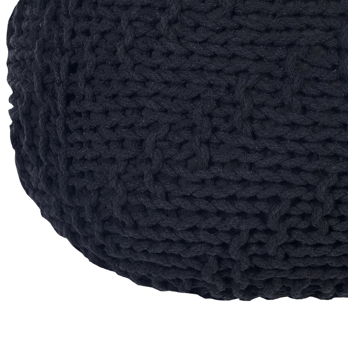 POUF Priene 50/50/35 cm - Schwarz, Naturmaterialien/Textil (50/35/50cm) - Beliani