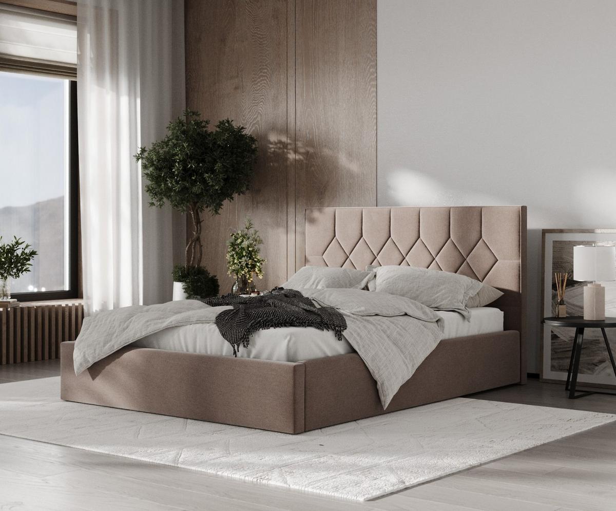 POLSTERBETT Brisa 180/200 cm Braun im Asti Stoff - Schwarz/Naturfarben, Holz/Holzwerkstoff (180/200cm) - AltaBeds