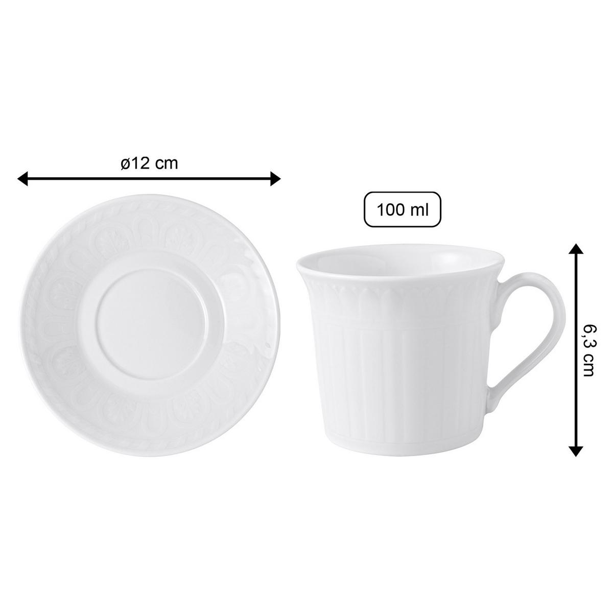 ESPRESSOTASSEN MIT UNTERTASSEN Cellini weiß 100 ml 6er Set - Weiß, Keramik (2/2/2cm) - Villeroy & Boch