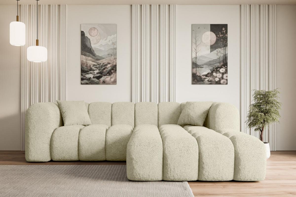 ECKSOFA Ottomane Rechts OLEA-L1 - 231x173x74 cm Beige - Creme/Schwarz, Holzwerkstoff/Kunststoff (231/173cm) - ALTDECOR