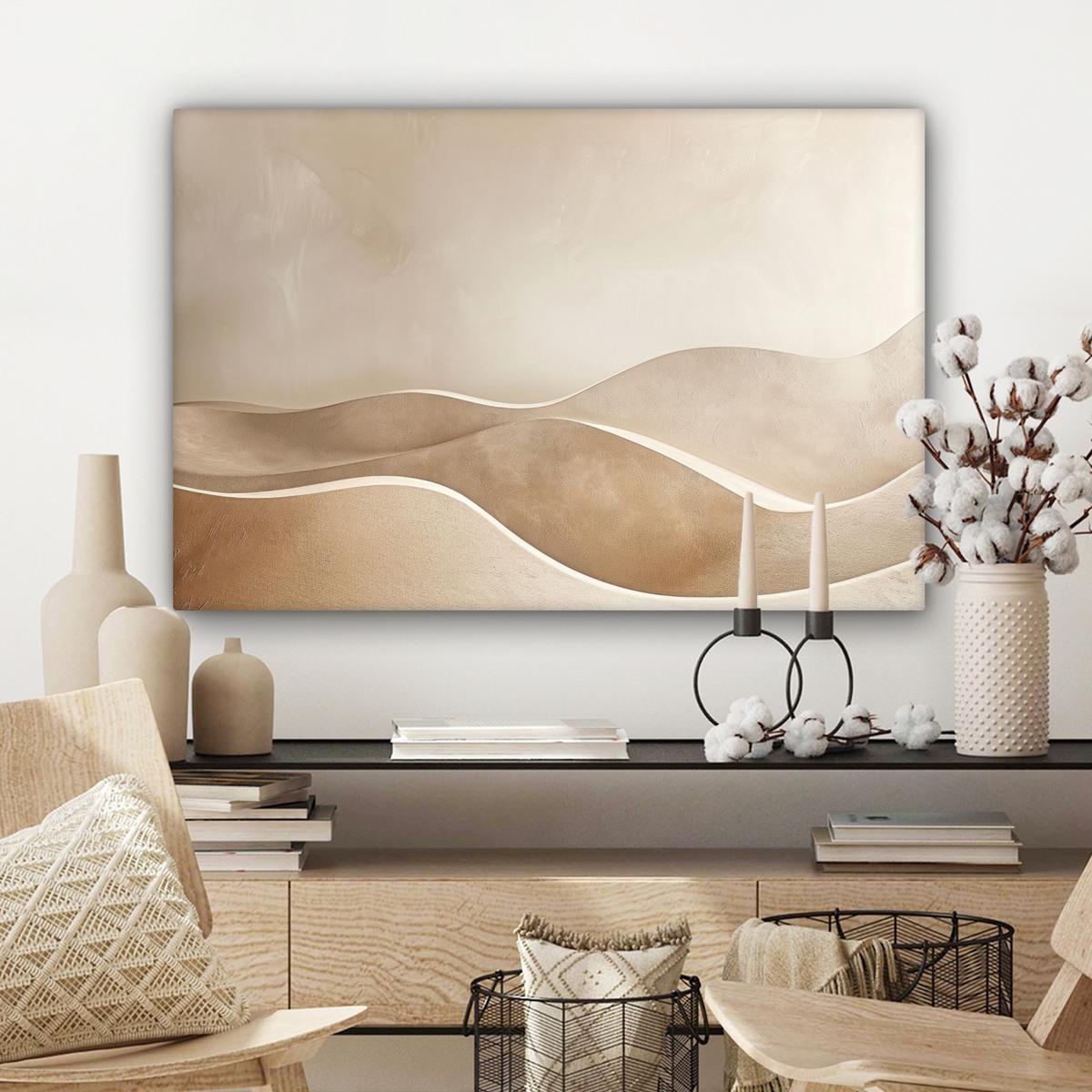 LEINWANDBILD Beige - Natur - Abstrakt - Modern Gemälde 60x40 cm - Beige, Textil (60/40cm) - MuchoWow