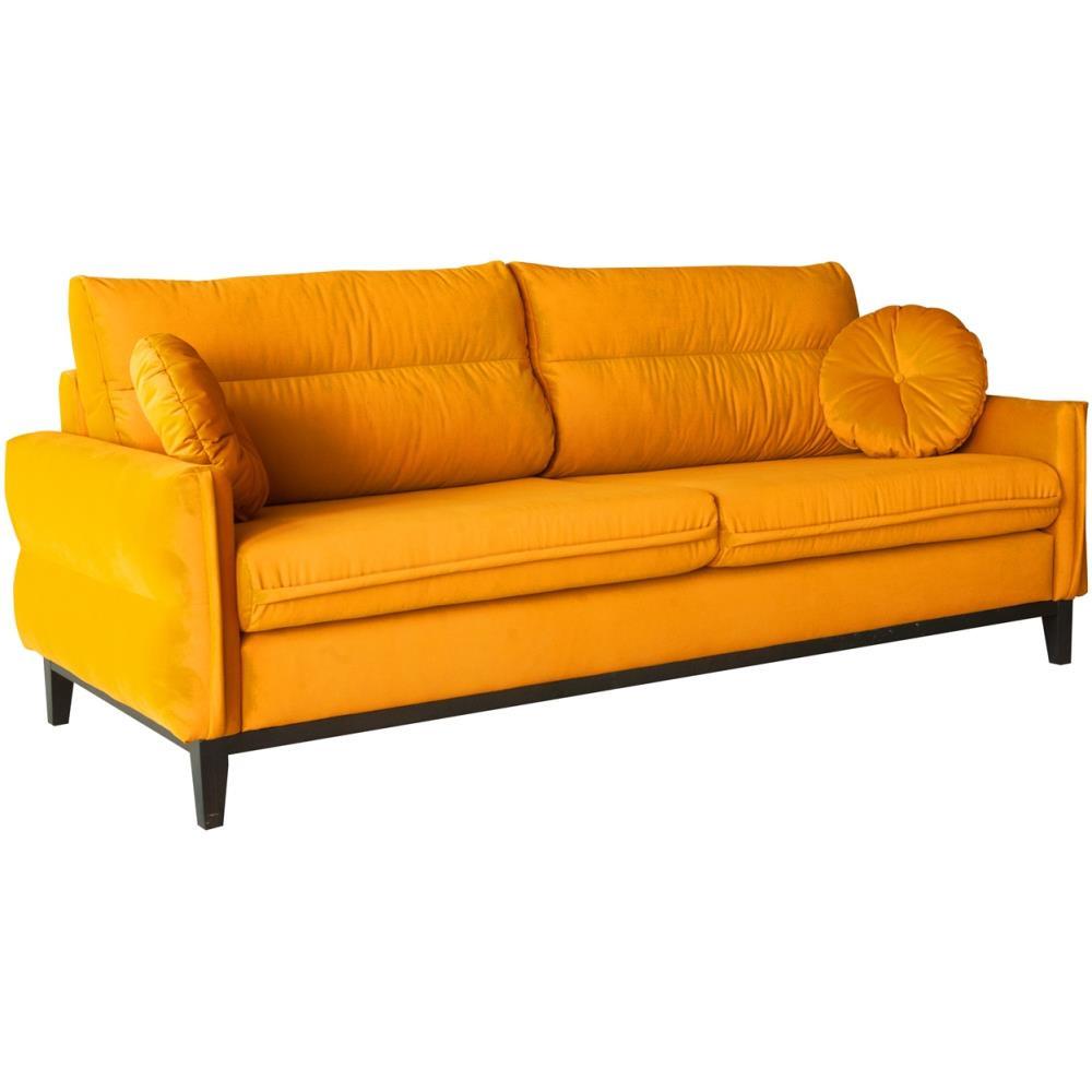 SOFA 2-SITZER Belweder Velours gelb - Wengefarben/Gelb, Holz/Textil (218/95/94cm) - Beautysofa