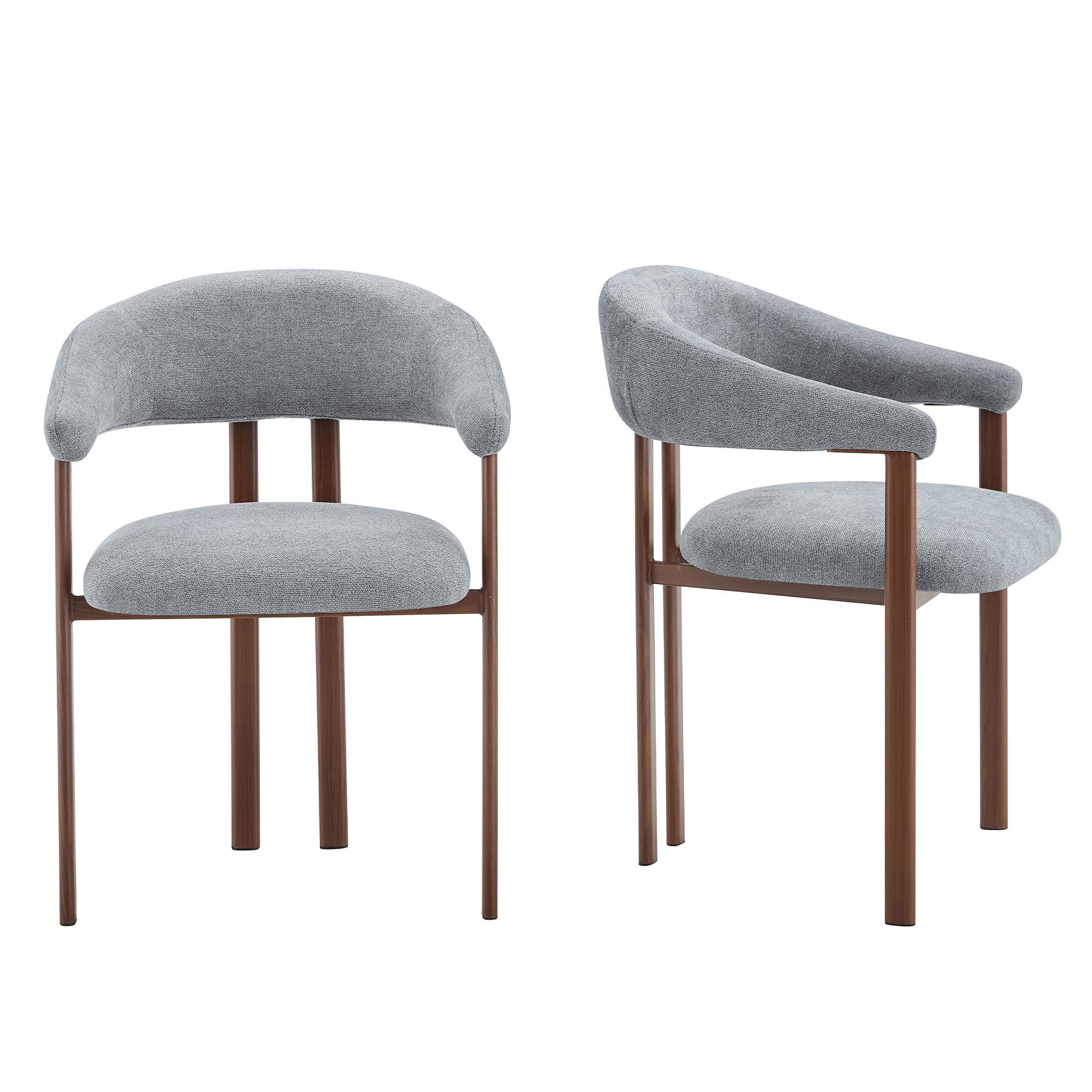 ESSZIMMERSTUHL 2ER-SET aus Stoff mit Metallbeinen, ergonomisch gepolstert im Fass-Design - Grau, Textil (60/80.5/57.5cm) - Urban Meuble