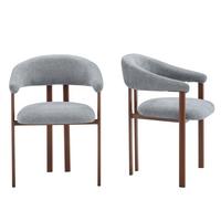 ESSZIMMERSTUHL 2ER-SET aus Stoff mit Metallbeinen, ergonomisch gepolstert im Fass-Design - Grau, Textil (60/80.5/57.5cm) - Urban Meuble