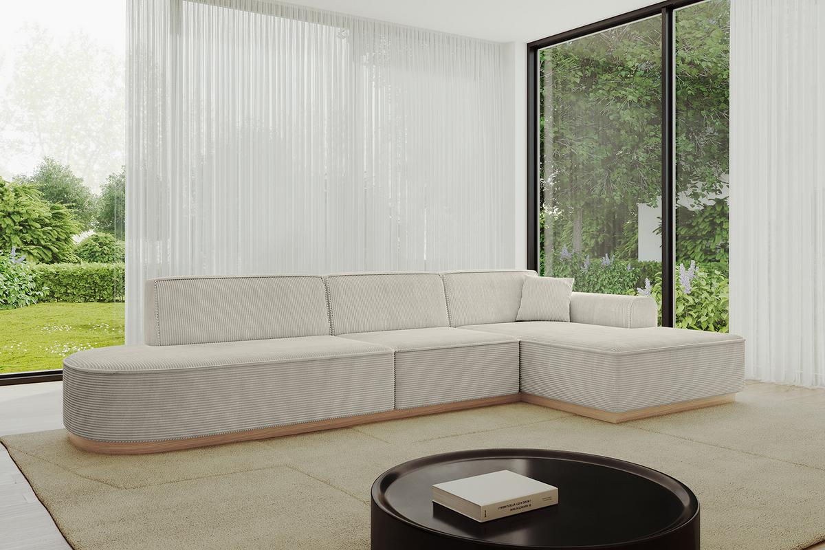 ECKSOFA Ottomane Rechts IREA-L2 - 327x165x80 cm Creme - Ecru/Creme, Holzwerkstoff/Textil (327/165cm) - ALTDECOR