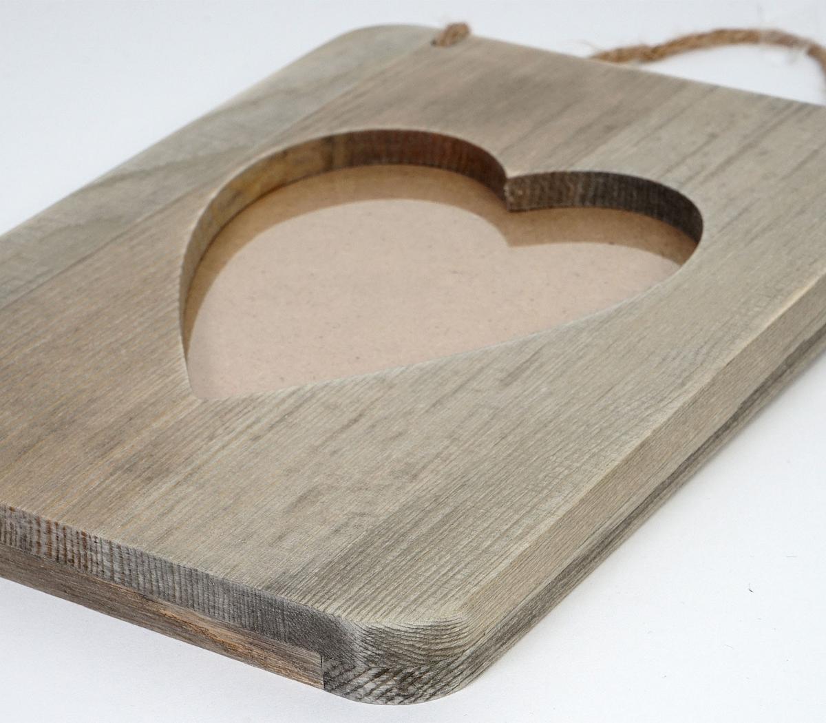 BILDERRAHMEN SHABBY-LOOK herz Grau - Grau, Holz (13/26cm) - MCW