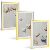 BILDER SET 3er Set - 40x60 cm Goldrahmen - Boho-Stranddekorationen aus Steinen - Goldfarben, Kunststoff (40/60cm) - TULUP