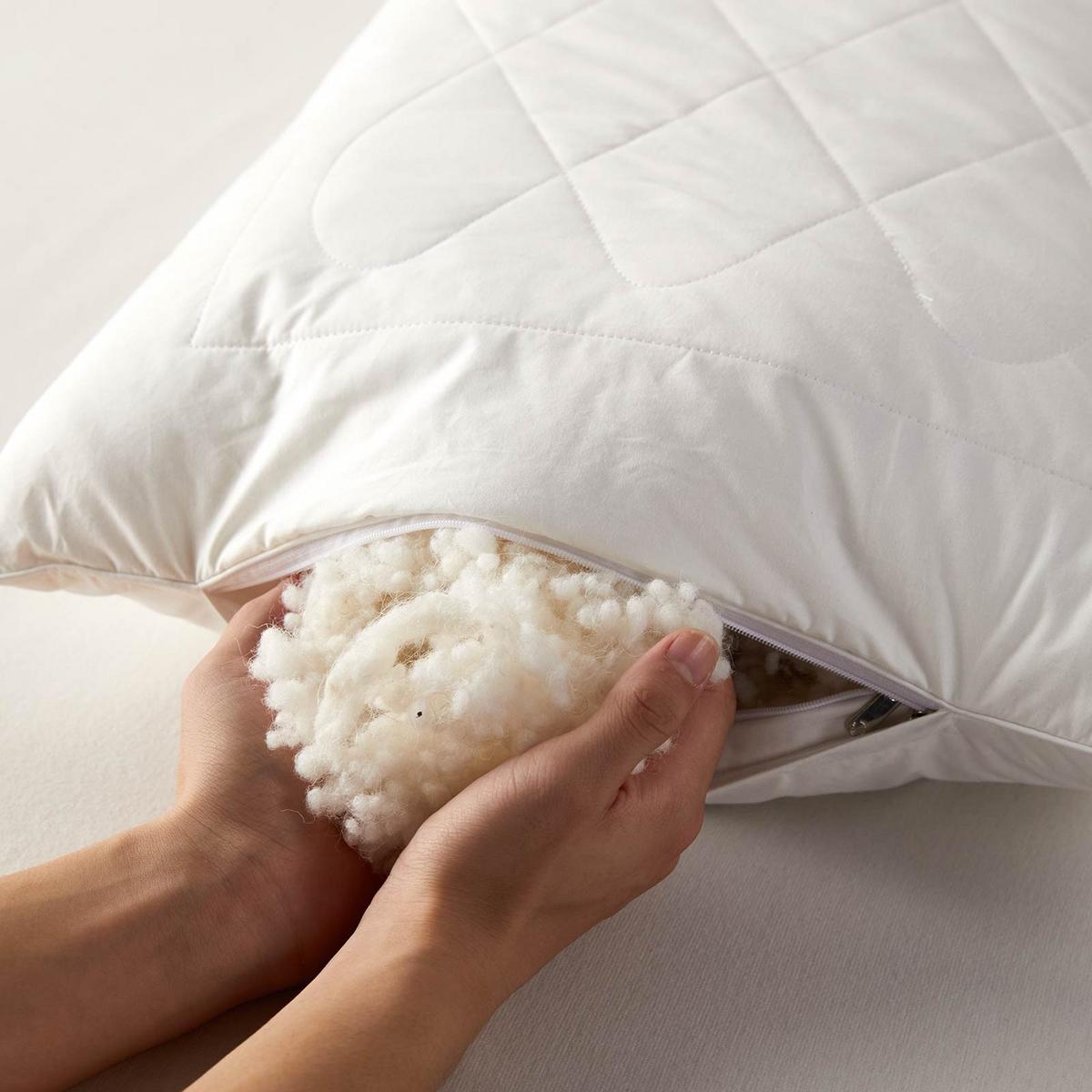 SCHURWOLLE-KISSEN 65/65 cm mittelweich - Weiß, Textil (65/65cm) - Homescapes