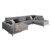 WOHNLANDSCHAFT CARA Grau Cord - Schwarz/Grau, Textil (341/84/223cm) - KAWOLA