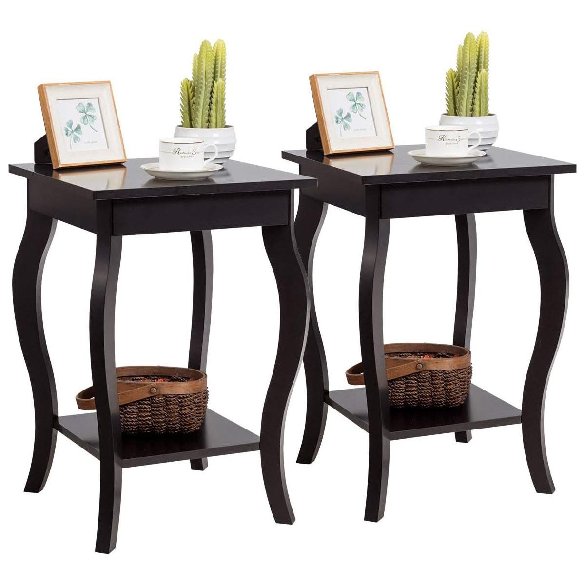 BEISTELLTISCH Braun(2er-Set) - Braun, Holzwerkstoff (40/40/60cm) - COSTWAY