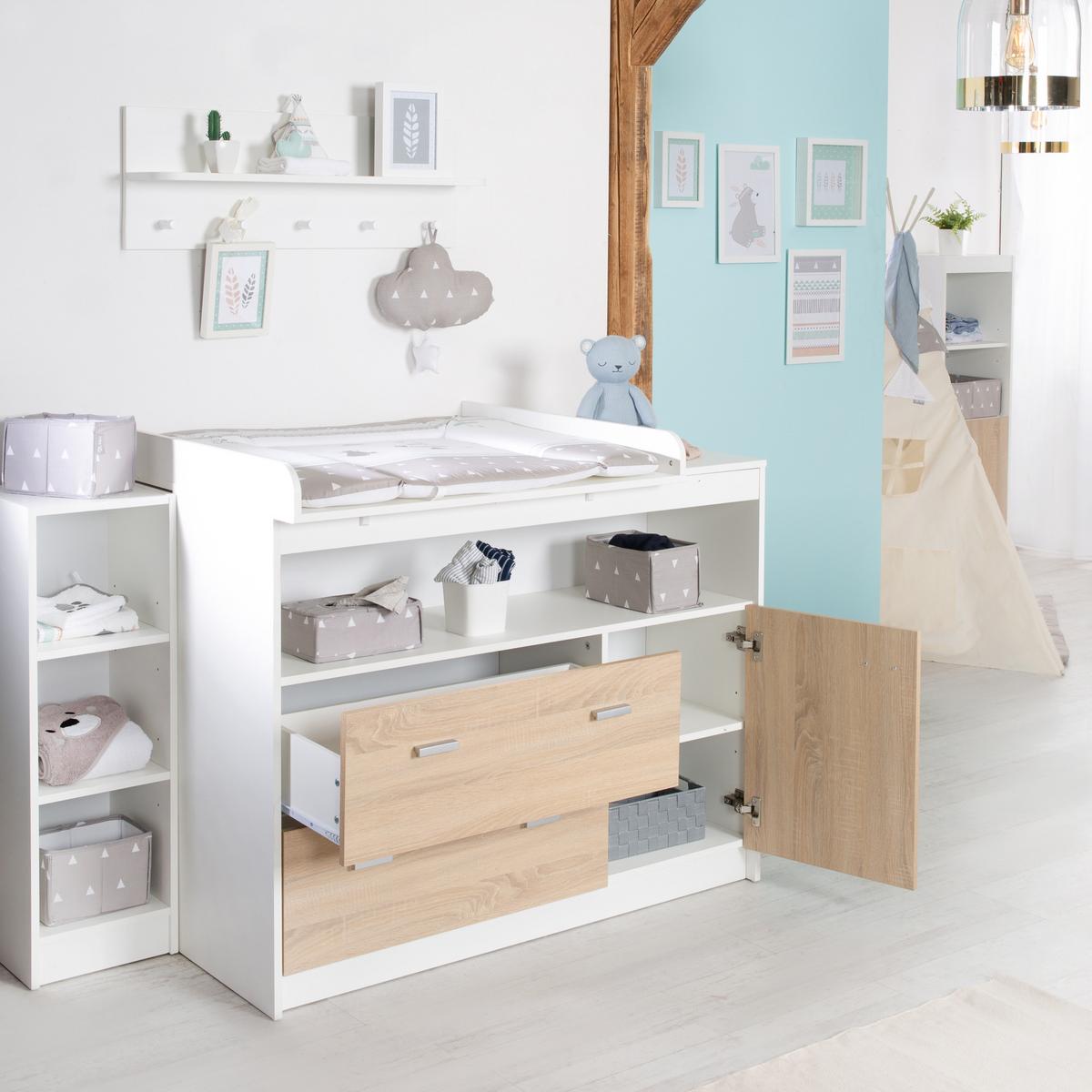 BABYZIMMER-SET Gabriella mit breiter Wickelkommode 2-teilig - Multicolor, Holzwerkstoff (76/80/142cm) - Roba