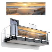 BALKON-SICHTSCHUTZ Strand - Dünen - Sonnenuntergang Windschutz 300x100 cm - Sandfarben, Kunststoff (300/100cm) - MuchoWow
