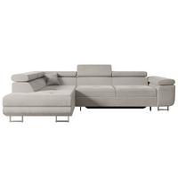 ECKSOFA mit Schlaffunktion und Bettkasten GUSA-L 272x202x107 cm Hellbraun Velours - Hellbraun/Silberfarben, Holzwerkstoff/Textil (202/272cm) - ALTDECOR