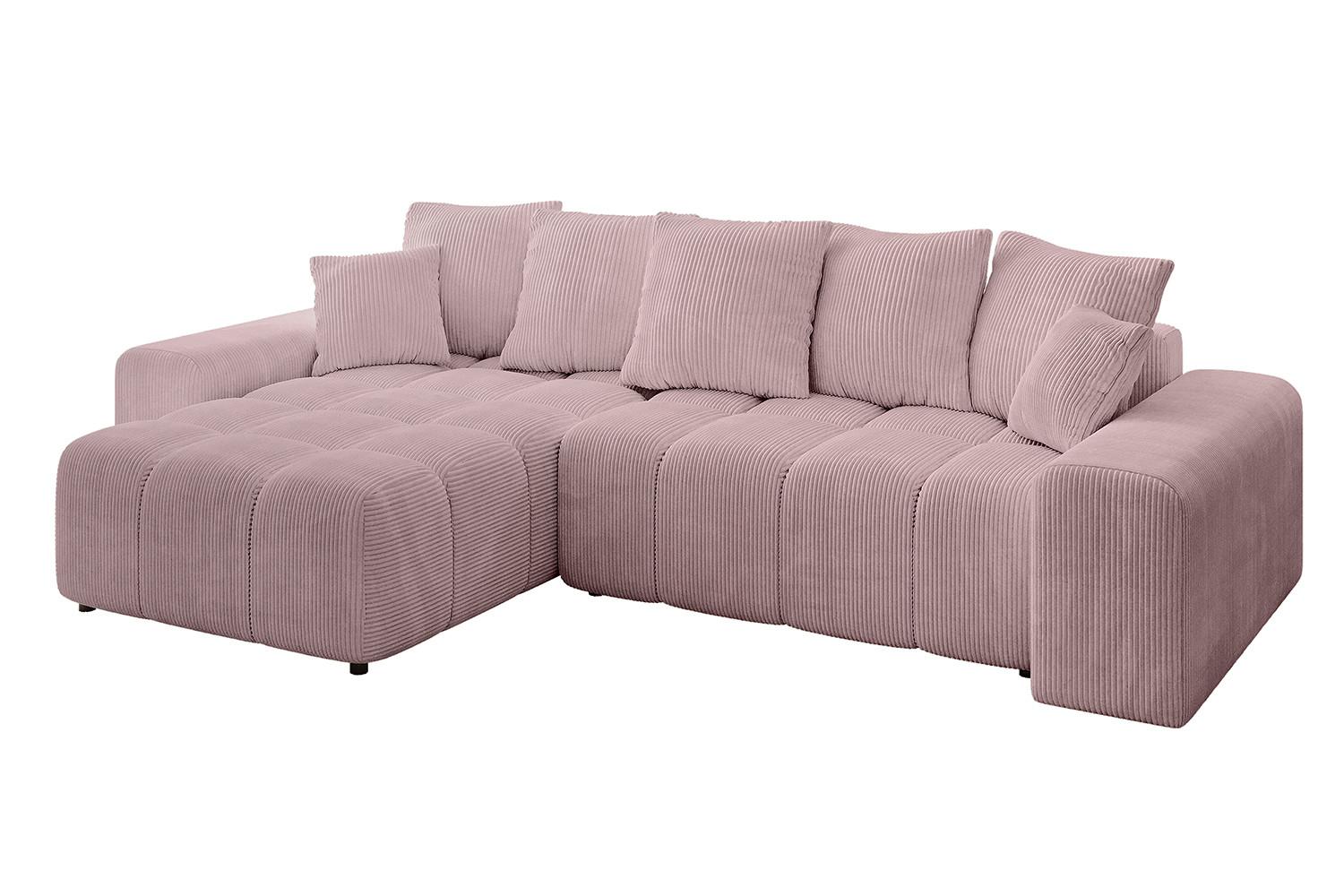 ECKSOFA Ottomane links ENIL-L 297x189x68 Rosa Cord - Rosa, Holzwerkstoff/Kunststoff (297/189cm) - ALTDECOR