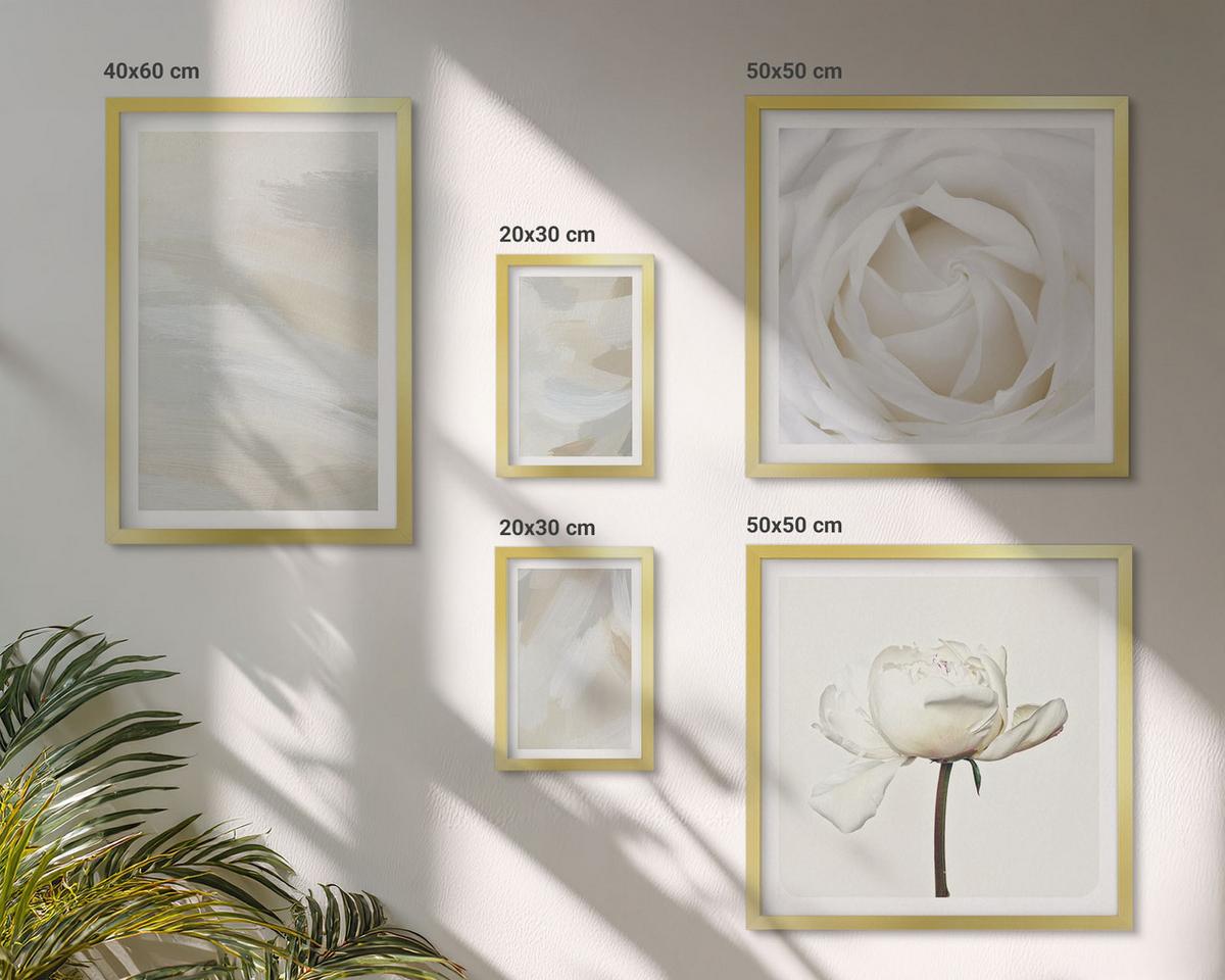 BILDER SET 5er Set - 50x50 cm & 20x30 cm & 40x60 cm Goldrahmen - Abstrakter Hintergrund mit feinen Strichen - Goldfarben, Kunststoff (40/60cm) - TULUP
