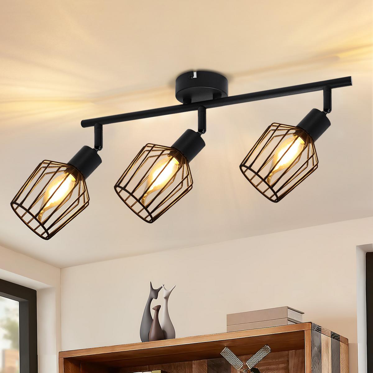 DECKENSTRAHLER Franziska 3-flammig 46/10/10 cm - Schwarz, Metall (46/10/10cm) - Nettlife
