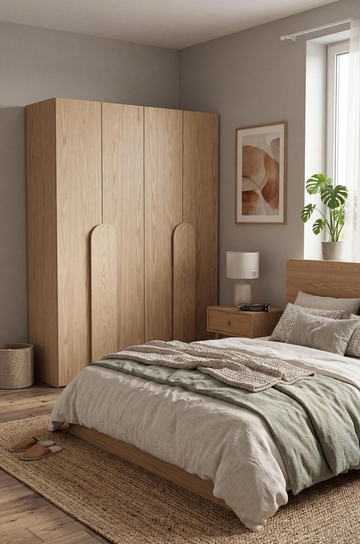 FALTTÜRENSCHRANK Omodeo 170 cm breit in Bookmatch-Eiche – mit WingLine-Falttüren - Eichefarben, Holzwerkstoff (170/240/58cm) - AX Living