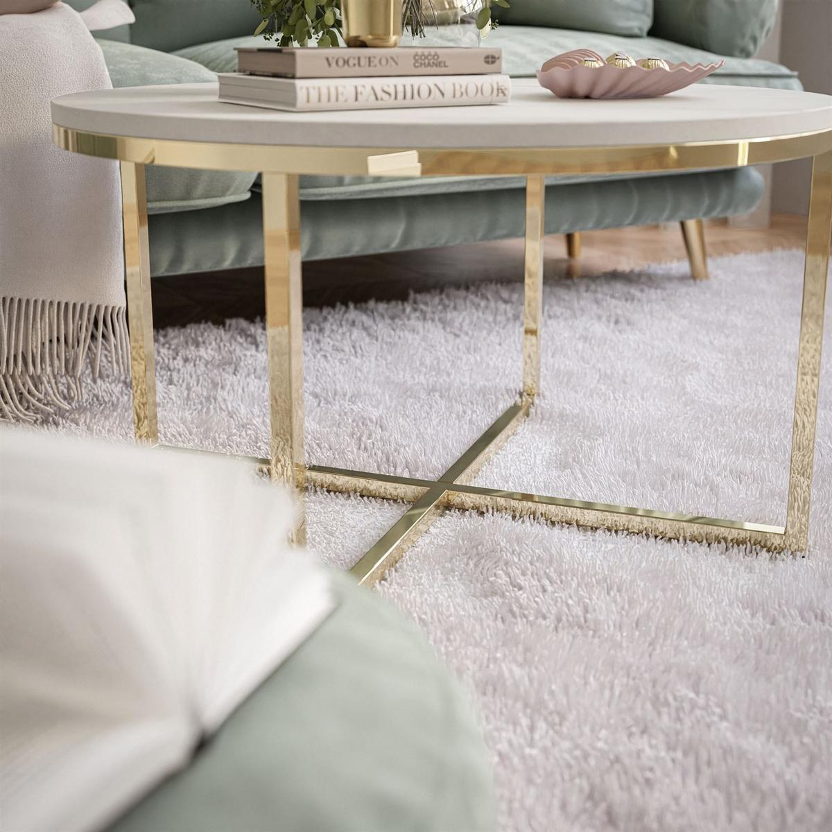 COUCHTISCH CIRI-X LEVANTO mit vergoldeter Basis - Goldfarben, Holzwerkstoff (70/70/45.6cm) - Lookway