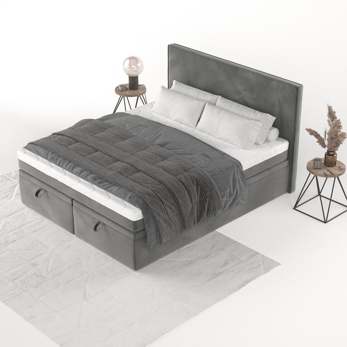 BOXBETT Zalla 160/200 cm Grau im Kronos Stoff - Schwarz/Grau, Holz/Holzwerkstoff (160/200cm) - AltaBeds