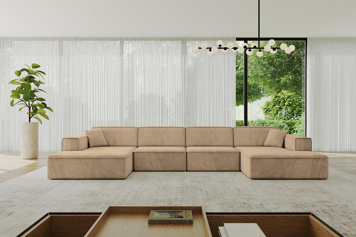 WOHNLANDSCHAFT IREA-U2-v4 - 388x171x79 cm Beige - Beige, Holzwerkstoff/Textil (388/79/171cm) - ALTDECOR