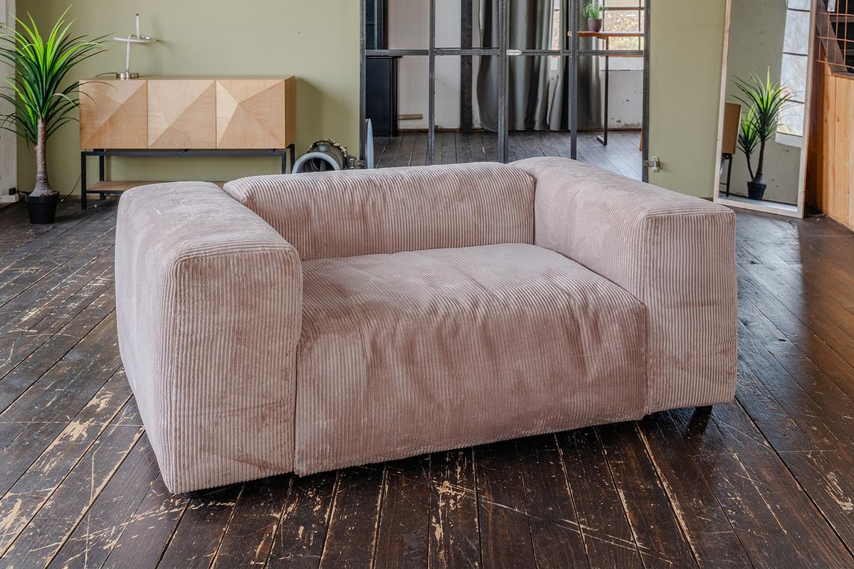 SESSEL MIA Taupe Cord - Taupe/Schwarz, Kunststoff/Textil (192/72/120cm) - KAWOLA
