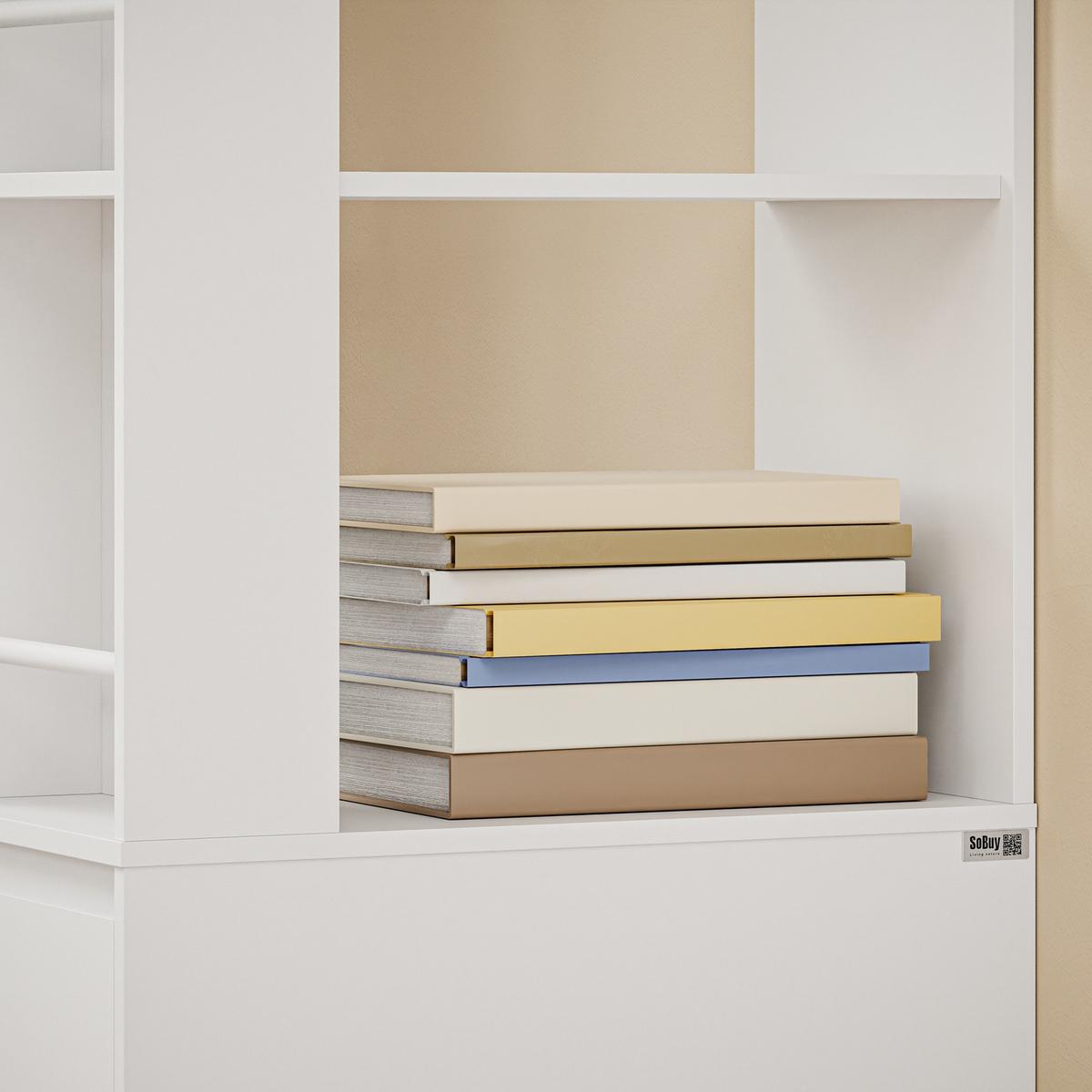 ECKSCHRANK mit Schubladen und Ordnerhalter STR15-W - Ahornfarben/Weiß, Holzwerkstoff/Fell (50/170/28cm) - SoBuy