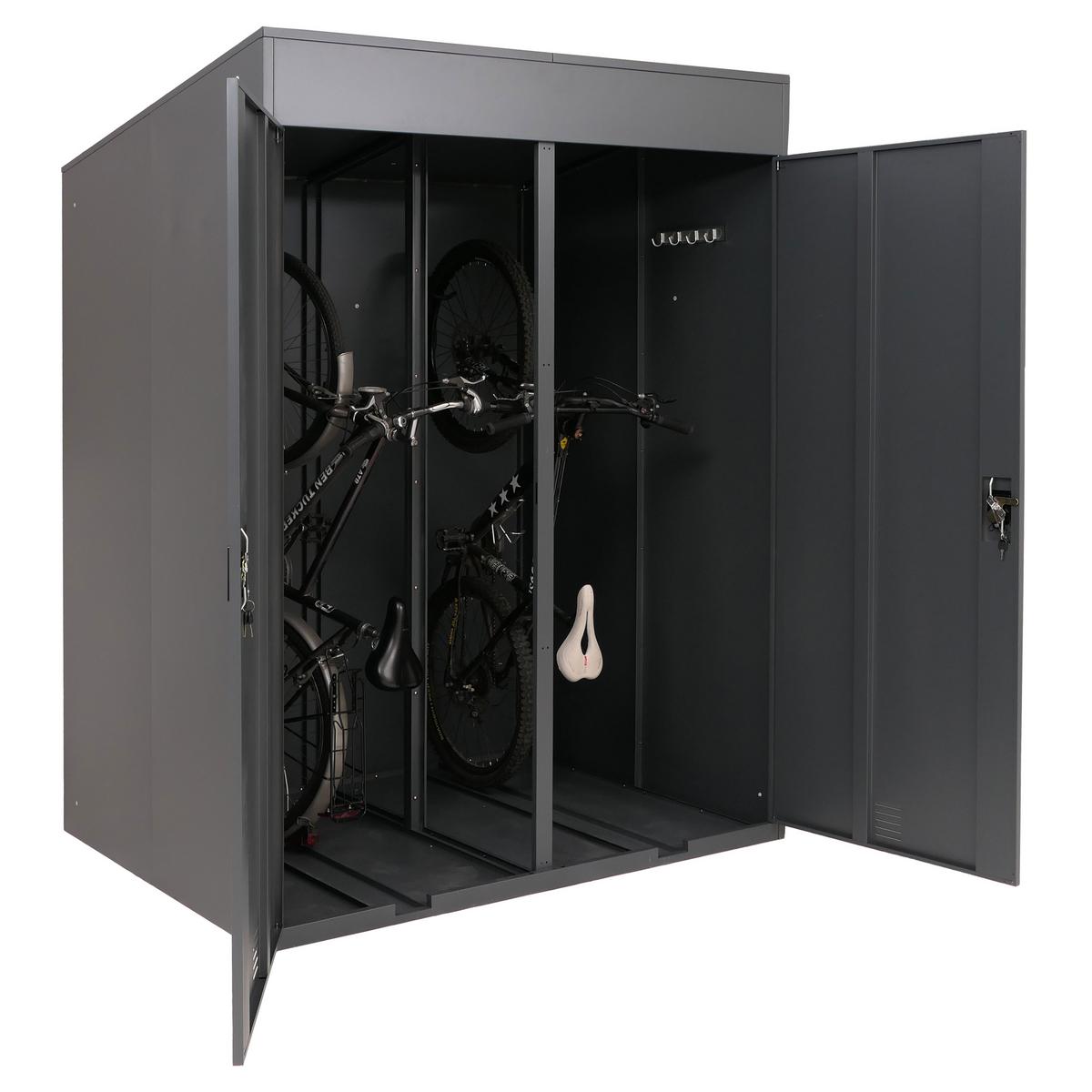 FAHRRADGARAGE H66B rechteckig Anthrazit - Anthrazit, Metall (158/213/125cm) - MCW
