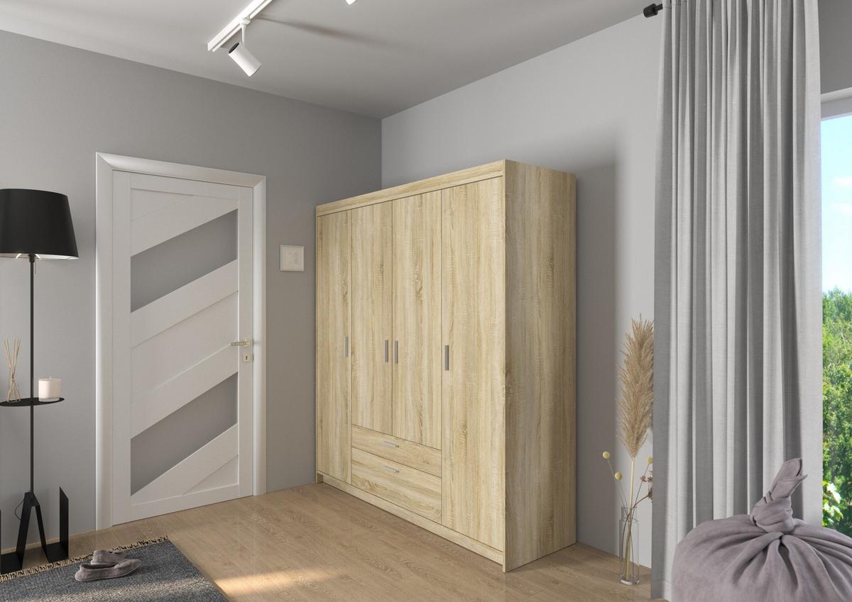 KLEIDERSCHRANK Storicos Sonoma Eiche 176,3/190,5/53 cm - 4T2S Modern mit Schubladen - Sonoma Eiche, Holzwerkstoff/Kunststoff (176.3/190.5/53cm) - AX Living