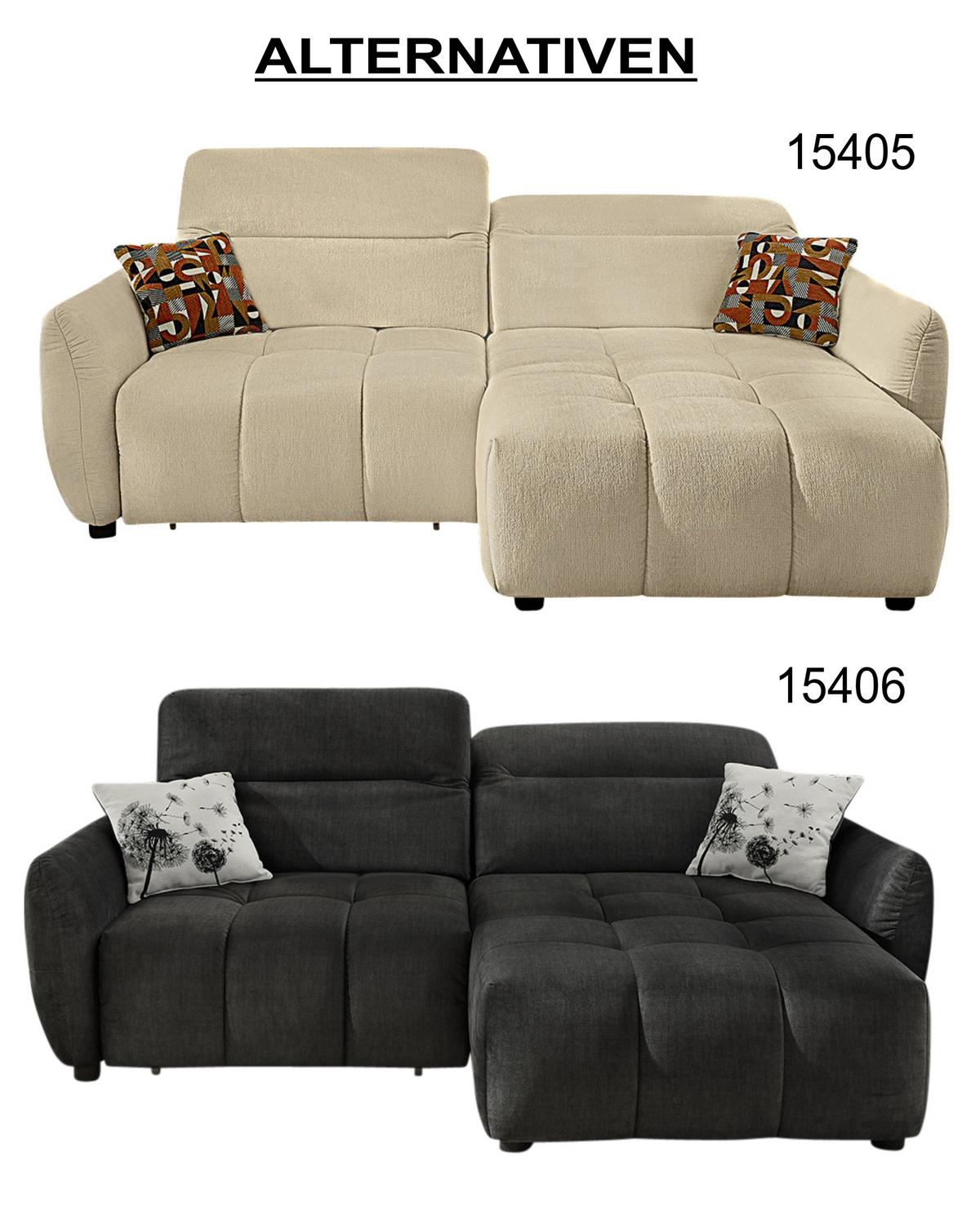 ECKSOFA mit elektrischer Sitztiefenverstellung, Kopflehnen verstellbar, USB-C und -A Ladefunktion B260/T191/H106 cm, Flachgewebe Beige / 15405 - Beige/Multicolor, Kunststoff/Textil (260/191cm) - luma-home