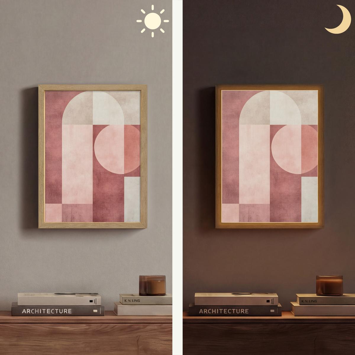 WANDLEUCHTE MIT AKKU Figuren - Abstrakt - Rosa 30x40 cm - Altrosa, Holzwerkstoff (30/40/8cm) - OnlyWow