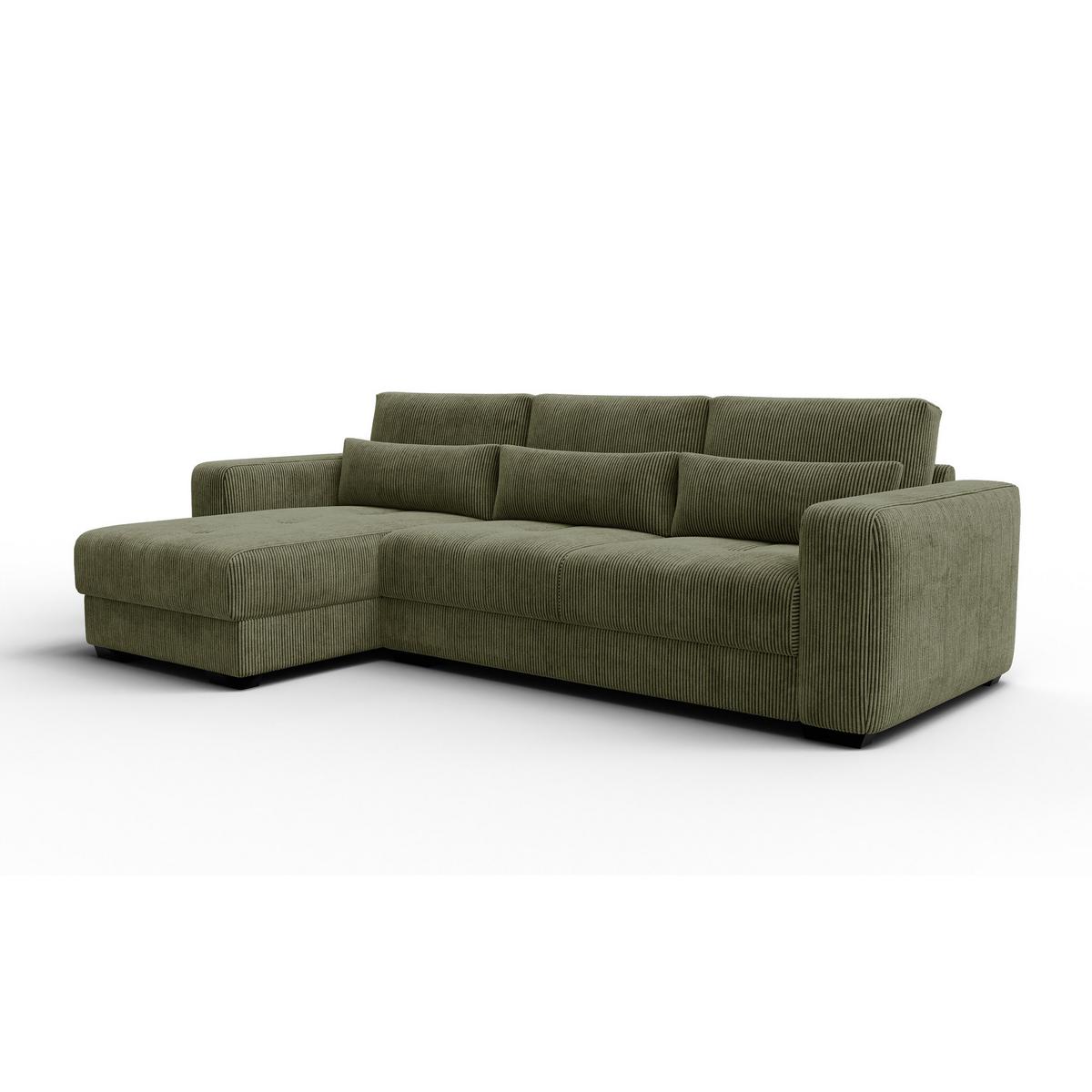 ECKSOFA OLI 4-Sitzer links, olivgrün - Olivgrün, Holz/Textil (295/172cm) - Wozimo