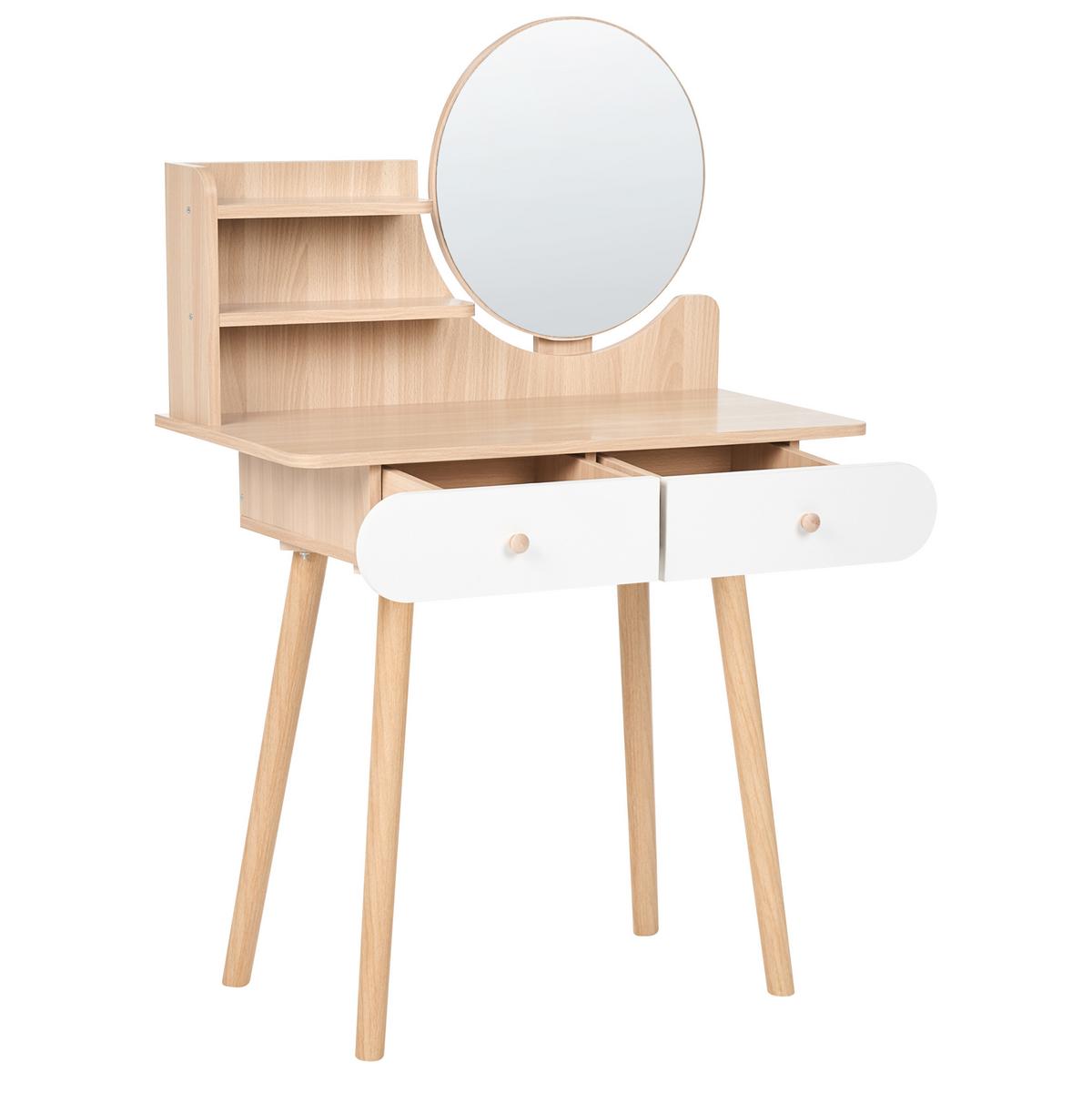 SCHMINKTISCH mit Spiegel Hellbraun Chambly - Hellbraun, Holzwerkstoff (80/120/40cm) - Beliani