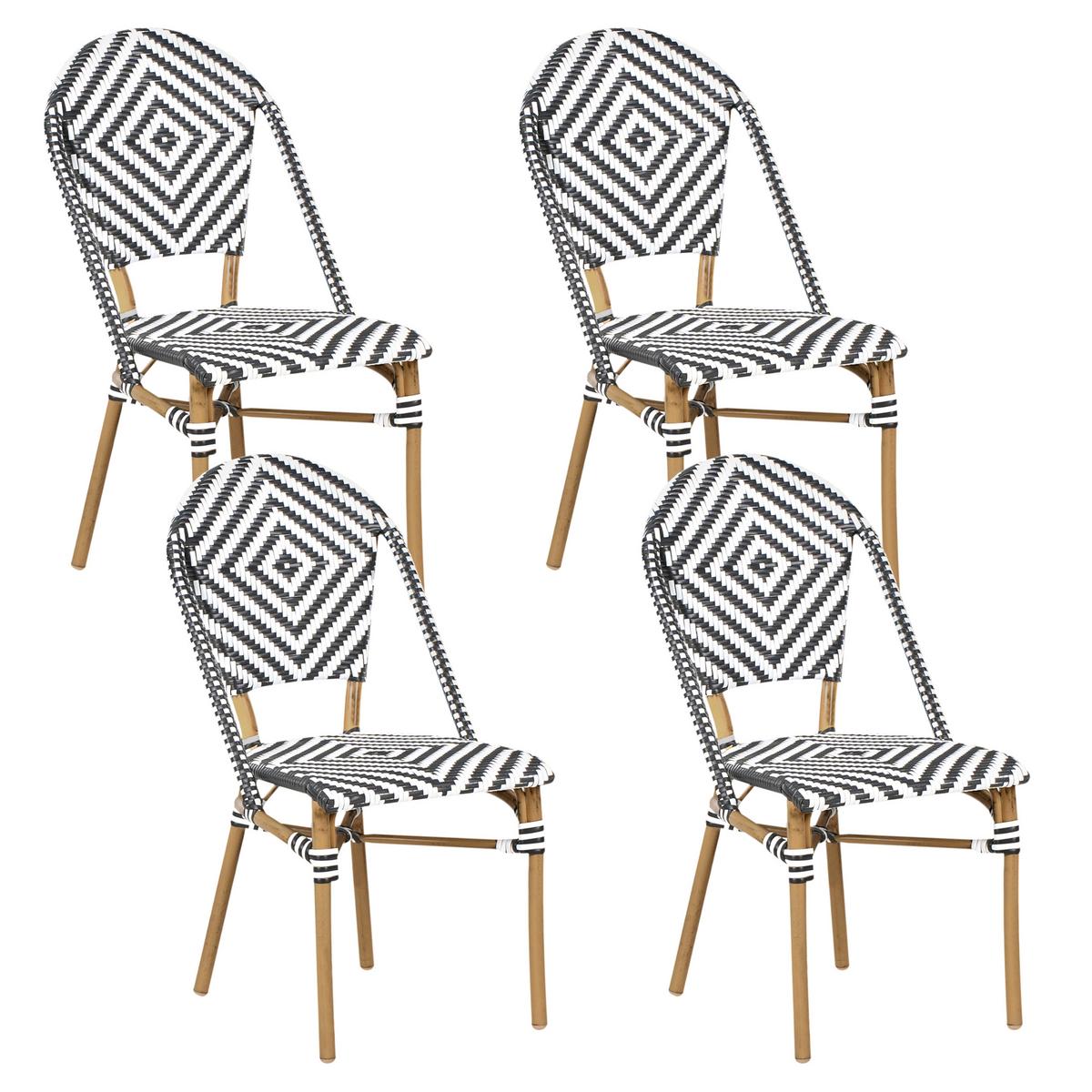 GARTENMÖBEL-SET 4-Sitzer Schwarz/Weiß Polyrattan Rifreddo - Naturfarben, Kunststoff - Beliani