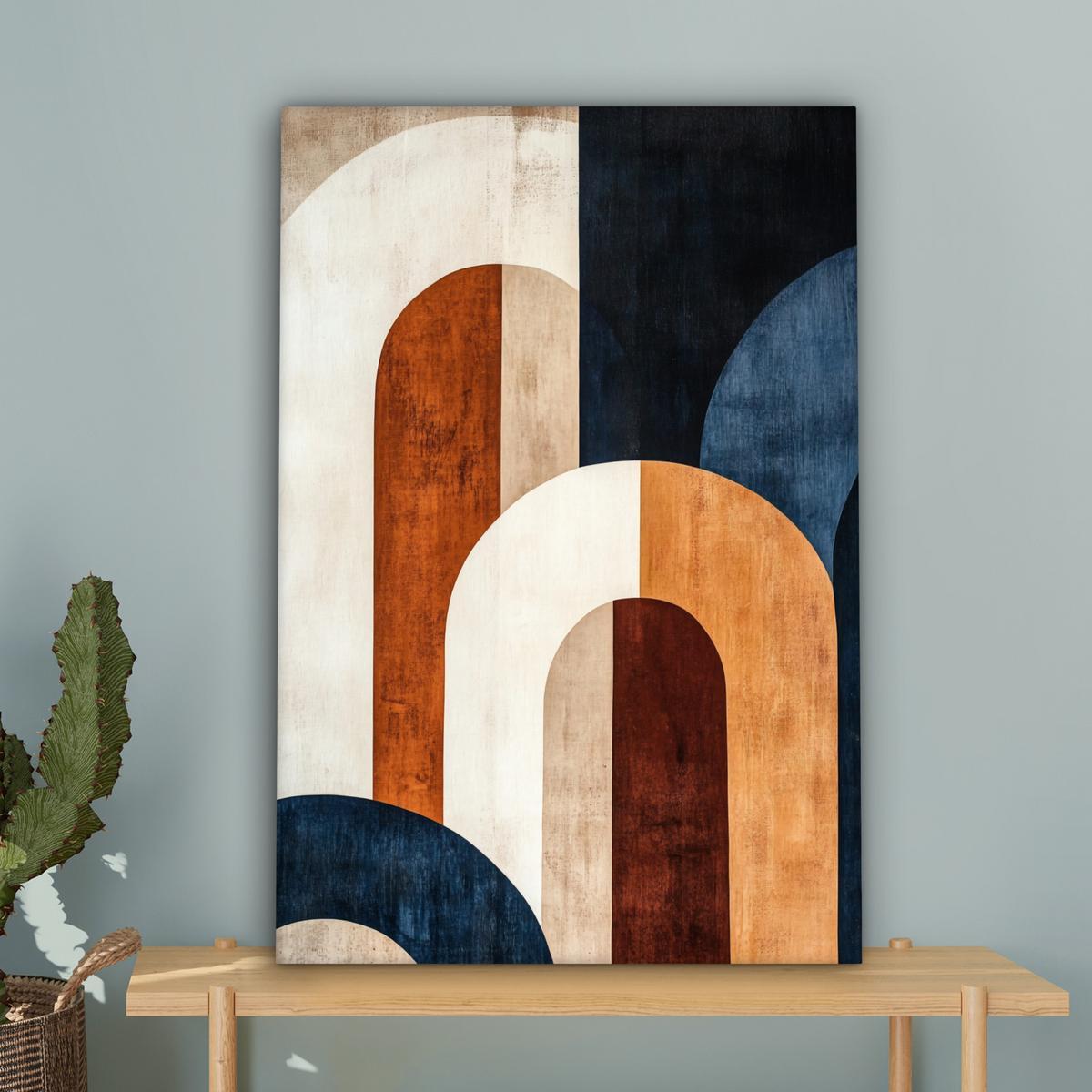 LEINWANDBILD Abstrakt - Formen - Dunkelblau Wanddeko 40x60 cm - Cognac, Textil (40/60cm) - MuchoWow