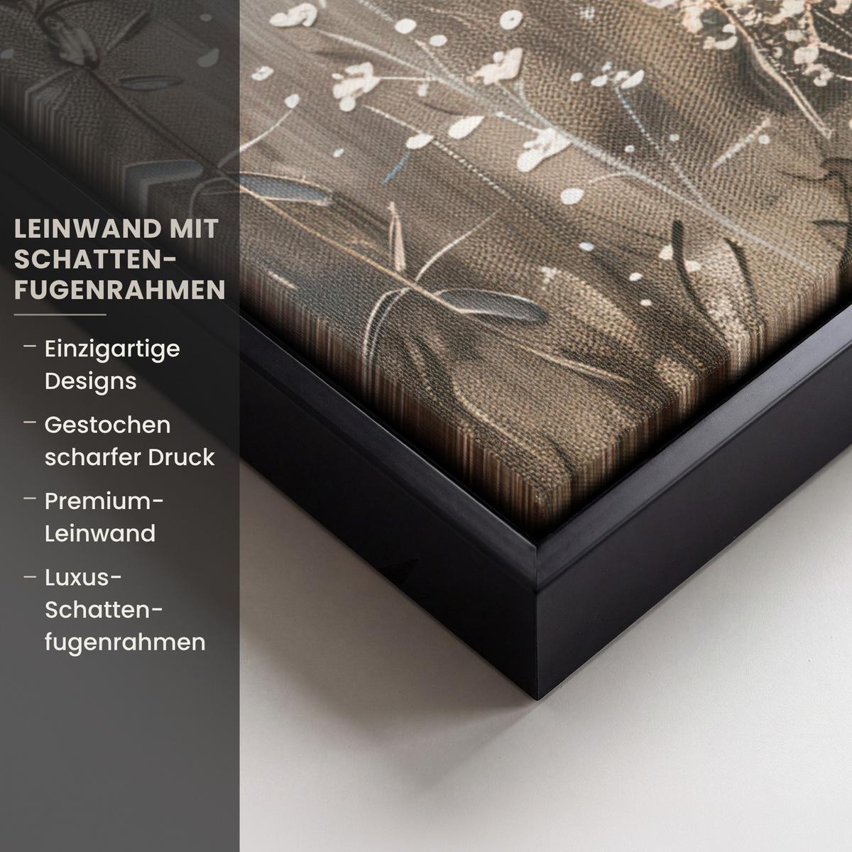 LEINWAND Bilder mit Rahmen - Blumen - Rosa - Modern - Beige - 70x100 - Beige, Textil (70/100cm) - MuchoWow
